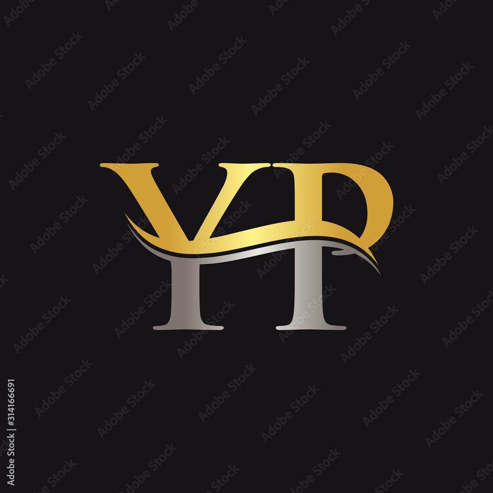 Initial Gold and Silver YP Letter Linked Logo with Black Background. Creative Letter YP Logo Design. Initial Gold and Silver YP Letter Linked Logo with Black Background. Creative Letter YP Logo Design.