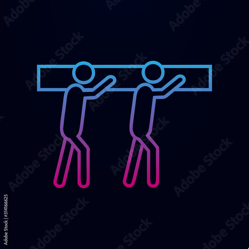 Team carring heaviness nolan icon. Simple thin line, outline vector of team work icons for ui and ux, website or mobile application