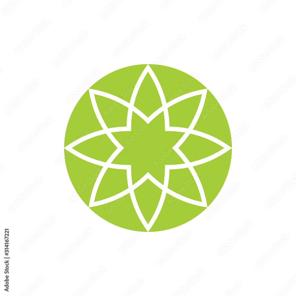 green leaf flower geometric swirl logo vector green leaf flower geometric swirl logo vector