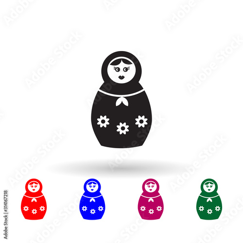 Set of russian nesting dolls, matryoshka multi color icon. Simple glyph, flat vector of toys icons for ui and ux, website or mobile application