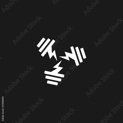 symbol logo vector of triangle dumbbell training simple design