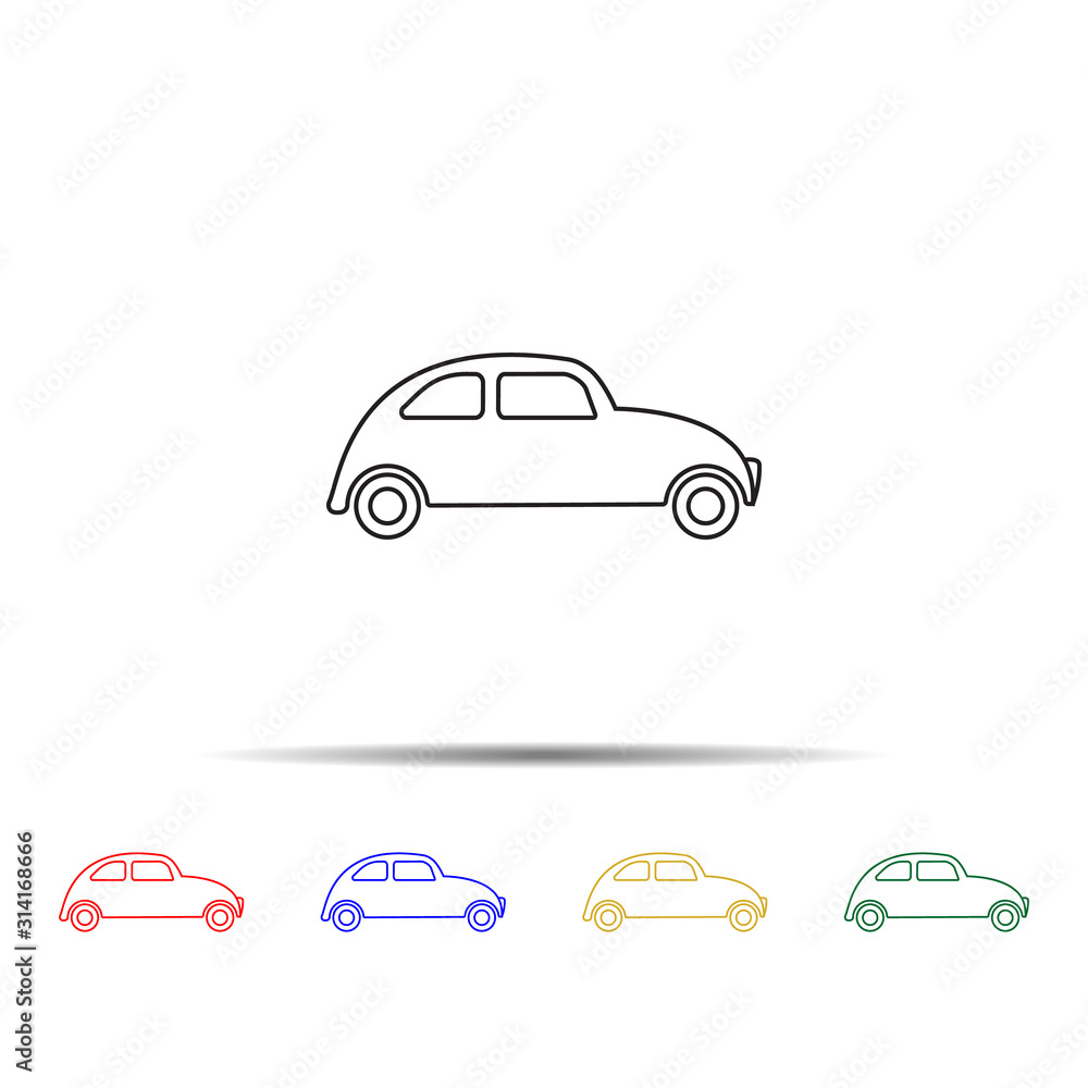 Car multi color style icon. Simple thin line, outline vector of transport icons for ui and ux, website or mobile application