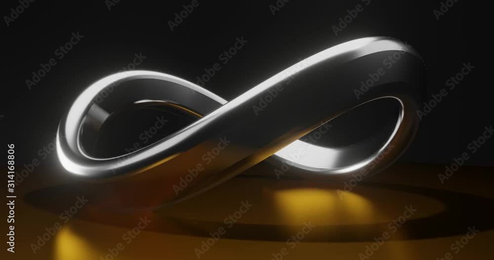 Animation of gold and silver infinite symbol on dark background Animation of gold and silver infinite symbol on dark background