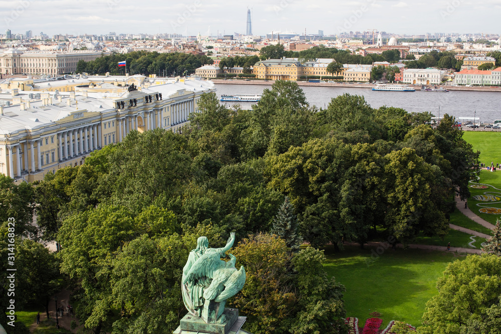 Top view from St.Isaac's Cathedral at summer in St.Petersburg, Russia.