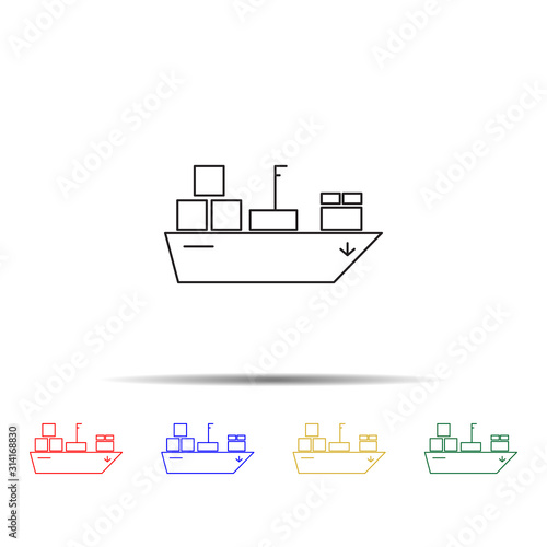 transport ship multi color style icon. Simple thin line, outline vector of transport icons for ui and ux, website or mobile application