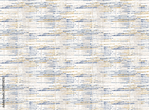 Grey french linen vector texture seamless pattern. Brush stroke grunge ornamental woven abstract background. Country farmhouse style textile. Irregular distressed marks all over print in gray blue.