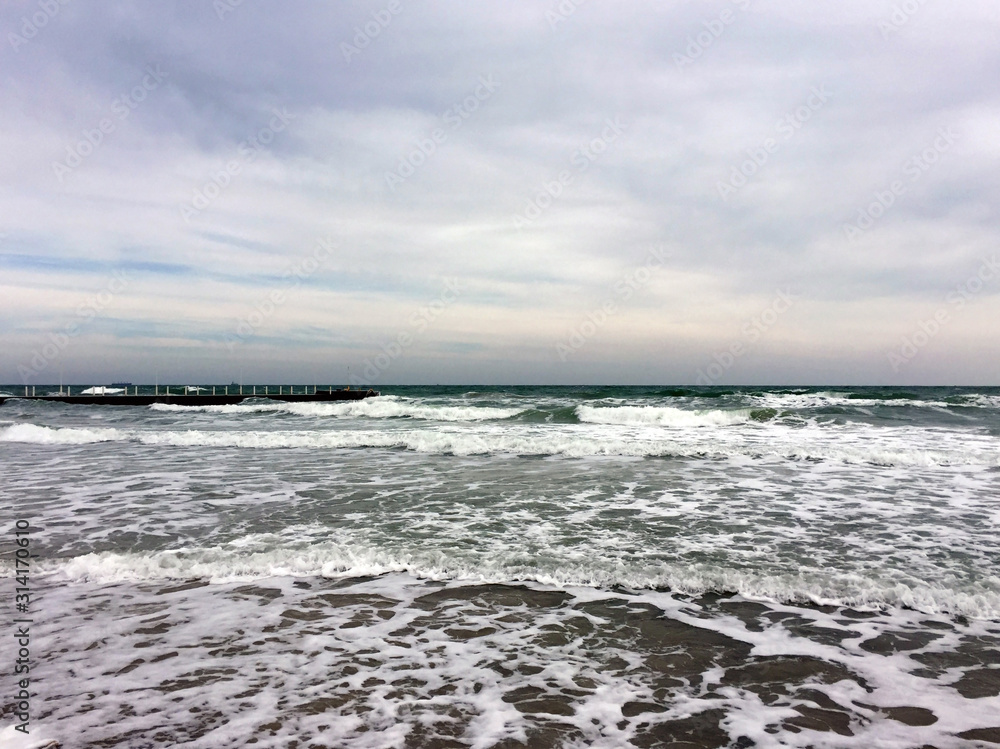 strong storm on the sea, waves, clouds, cloudy weather strong storm on the sea, waves, clouds, cloudy weather