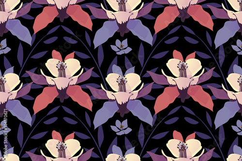 Leinwand Poster Art floral vector seamless pattern