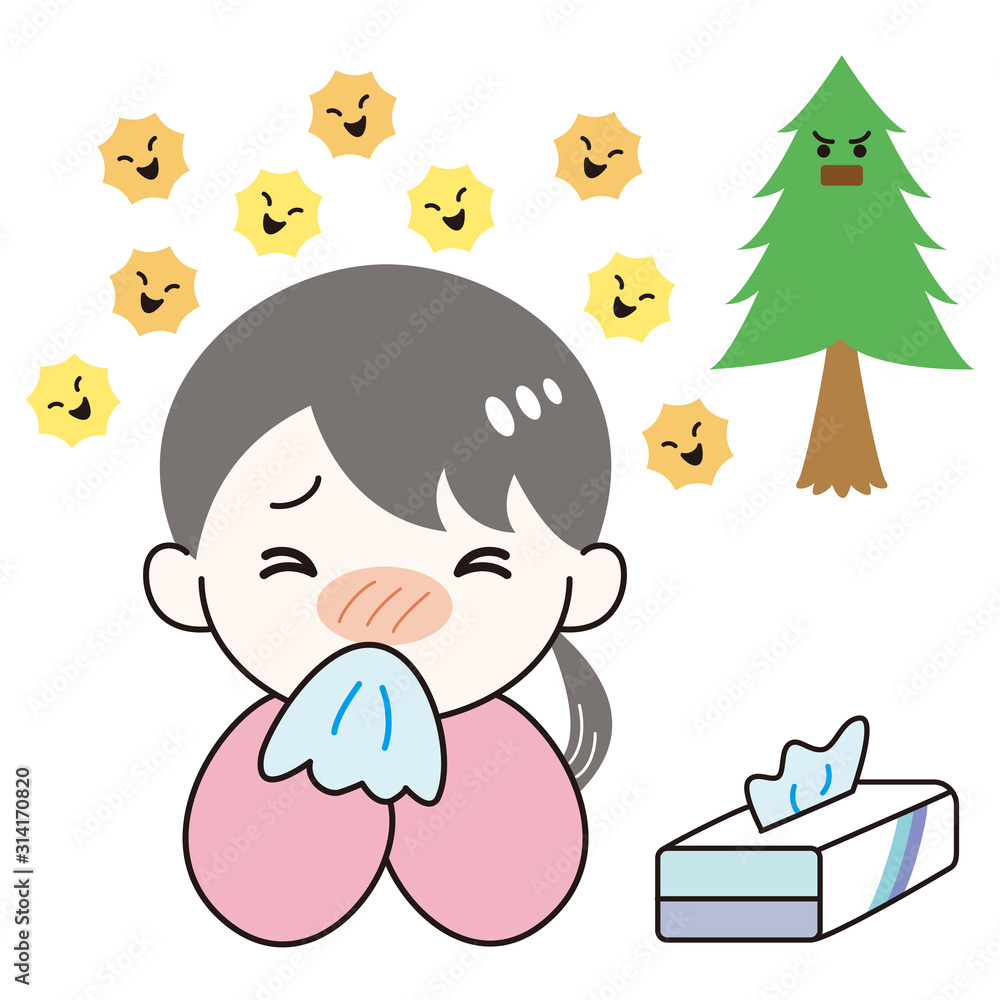 女性人物花粉症症状鼻水stock Vector Adobe Stock