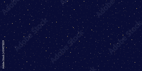 Detailed realistic night starry blue sky. Cosmos concept. Galaxy explosion. Stars in space abstract. Astronomy beauty pattern. Congratulations or invitation background. Vector illustration