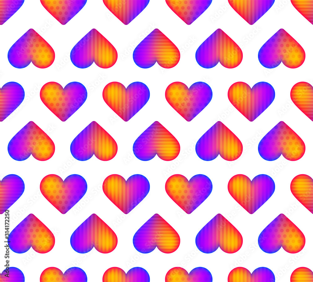 Seamless rainbow realistic heart pattern vector. A beautiful idea for a romantic greeting card. Seamless vector pattern - rainbow hearts background. Seamless rainbow realistic heart pattern vector. A beautiful idea for a romantic greeting card. Seamless vector pattern - rainbow hearts background.
