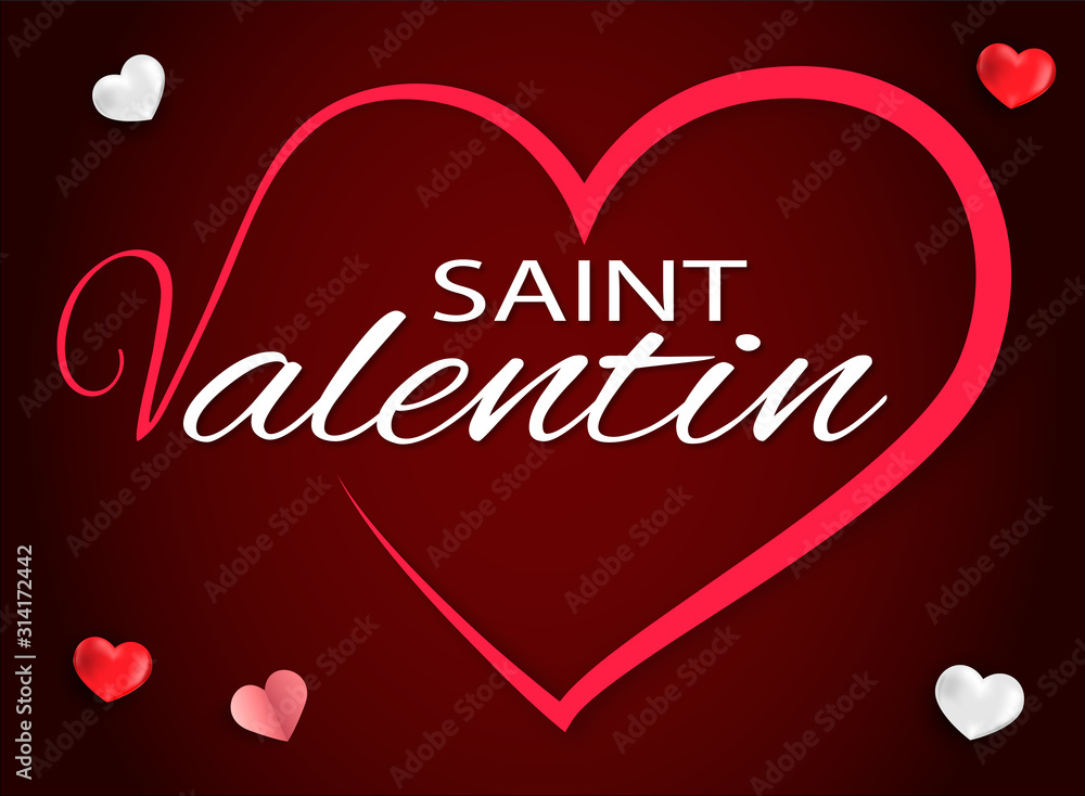 Carte invitation célébration Saint valentin - valentine's day - avec coeur rouge et blanc sur fond rouge dégradé Carte invitation célébration Saint valentin - valentine's day - avec coeur rouge et blanc sur fond rouge dégradé