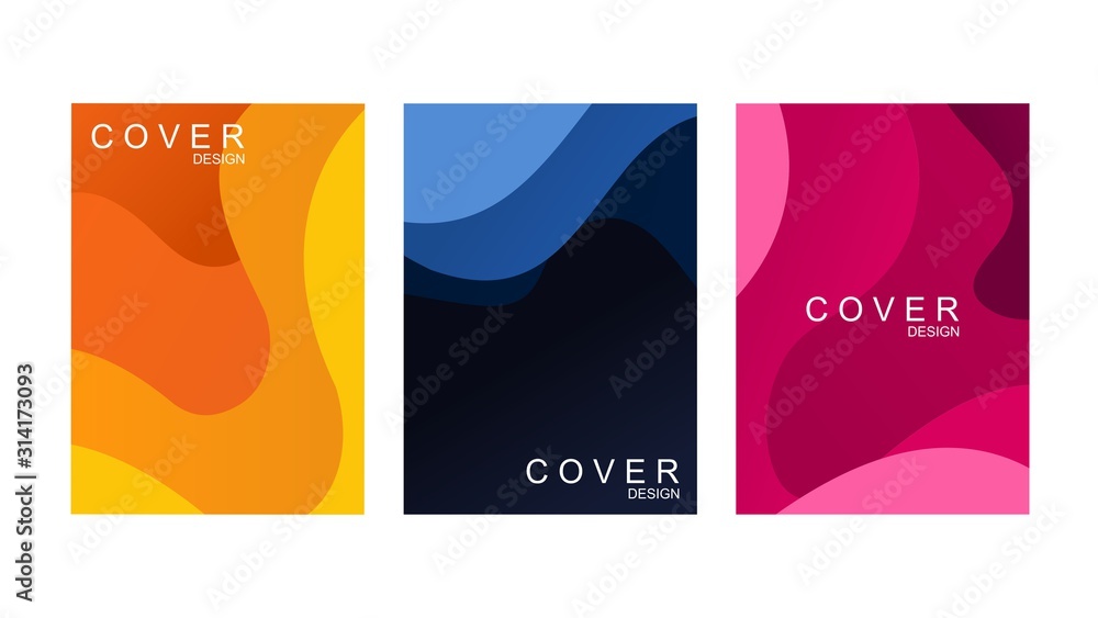 A4 banners with 3D abstract background with blue paper cut waves and background. Vector design layout for presentations,book cover, flyers, posters,