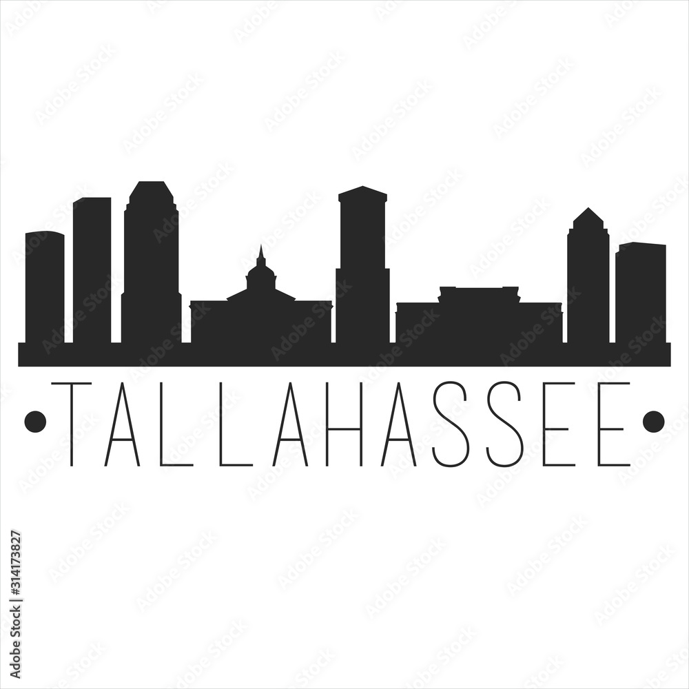 Tallahassee Florida. City Skyline. Silhouette City. Design Vector. Famous Monuments.