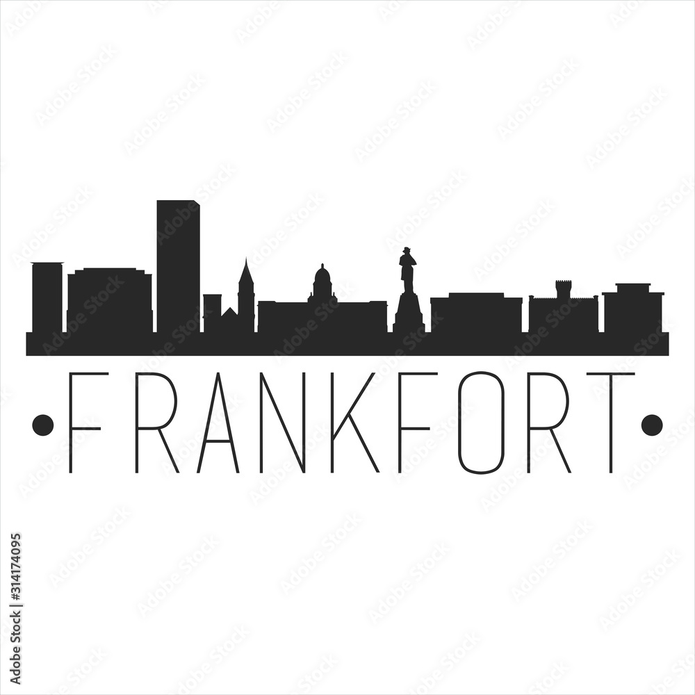 Frankfort Kentucky. City Skyline. Silhouette City. Design Vector. Famous Monuments.