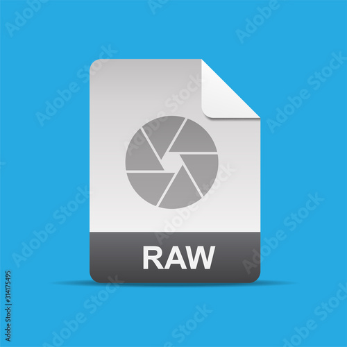 RAW file format icon vector illustration.