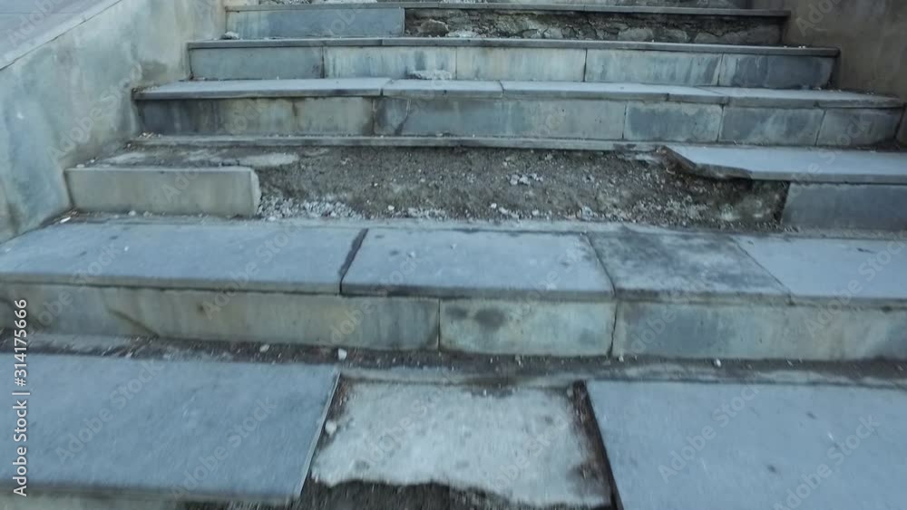 Broken tiles on the stairs Broken tiles on the stairs