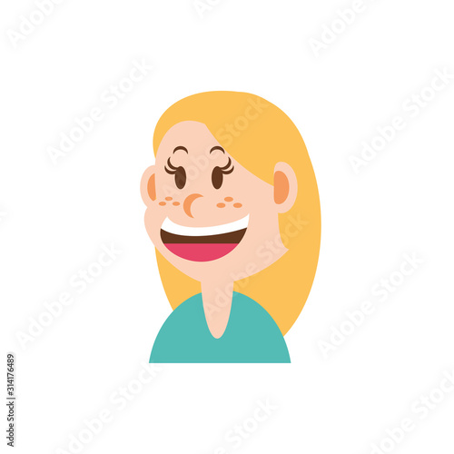 Isolated girl cartoon with blond hair vector design