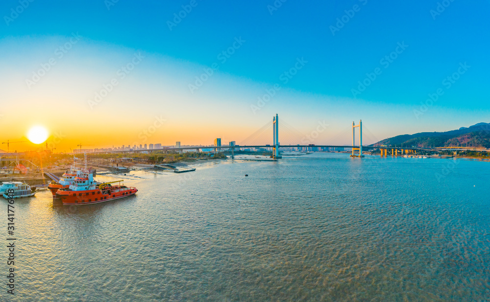 Scenic view of the Weijiang Pier in Fuzhou City, Fujian Province, China