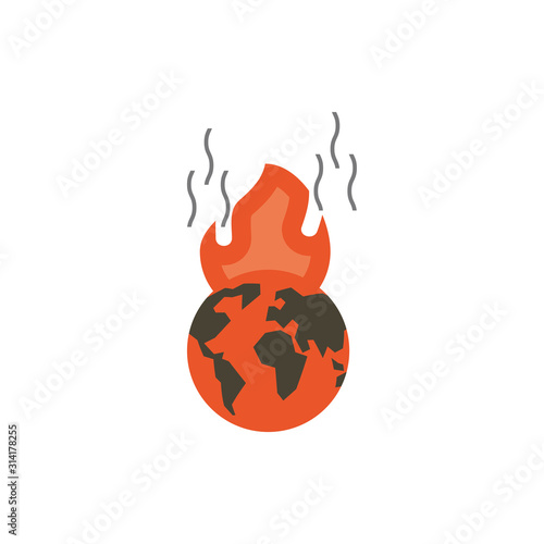 Isolated world and flame vector design