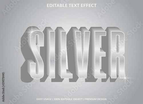 silver text effect template with silver type style and elengant concept use for exclusive sign and logotype 