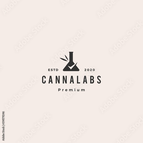 cannabis lab test check certified certificate logo retro vintage hipster icon illustration