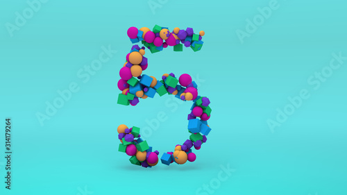 Number Five formed with geometric shapes