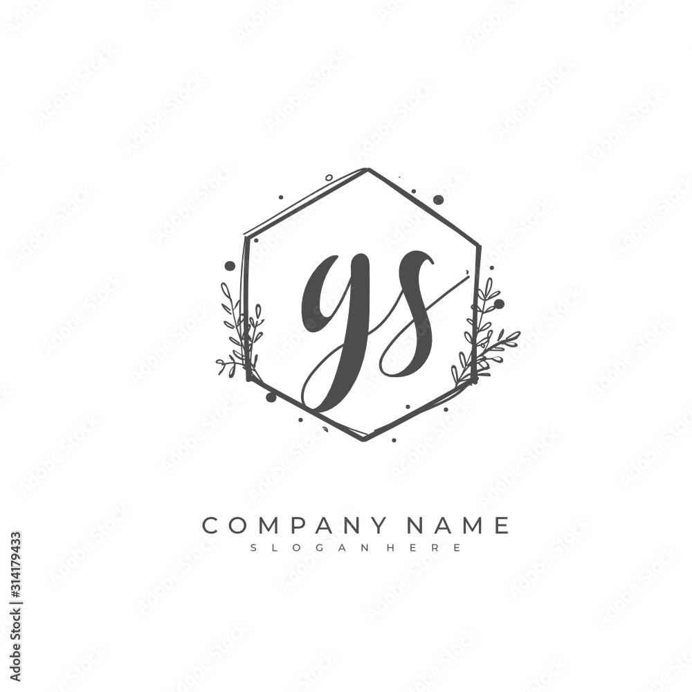 Handwritten initial letter G S GS for identity and logo. Vector logo template with handwriting and signature style. Handwritten initial letter G S GS for identity and logo. Vector logo template with handwriting and signature style.