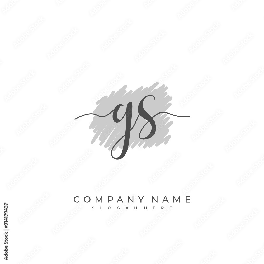 Handwritten initial letter G S GS for identity and logo. Vector logo template with handwriting and signature style.
