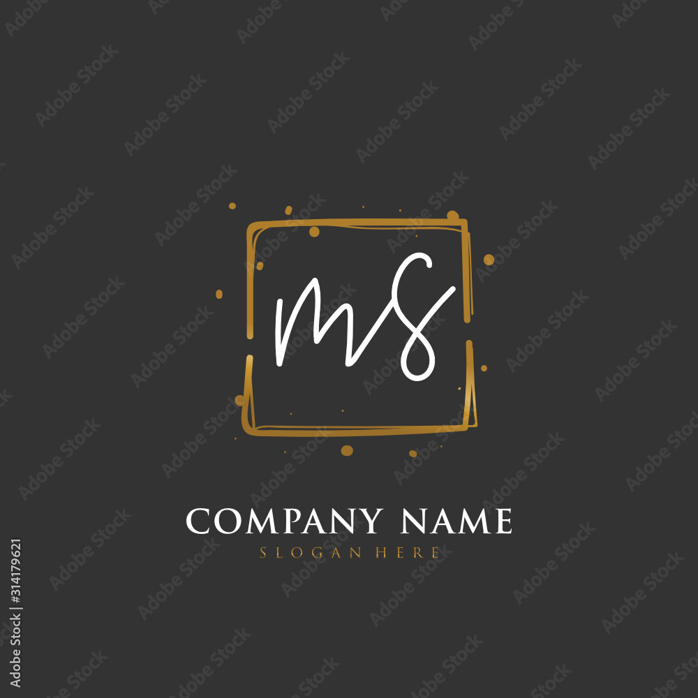 Handwritten initial letter M S MS for identity and logo. Vector logo template with handwriting and signature style. Handwritten initial letter M S MS for identity and logo. Vector logo template with handwriting and signature style.