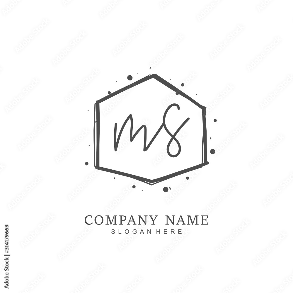 Handwritten initial letter M S MS for identity and logo. Vector logo template with handwriting and signature style. Handwritten initial letter M S MS for identity and logo. Vector logo template with handwriting and signature style.