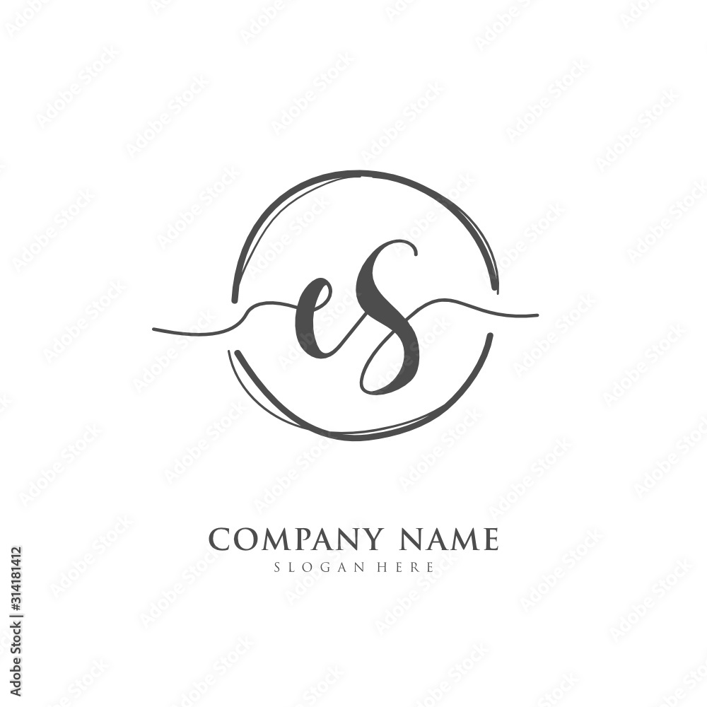 Handwritten initial letter E S ES for identity and logo. Vector logo template with handwriting and signature style.