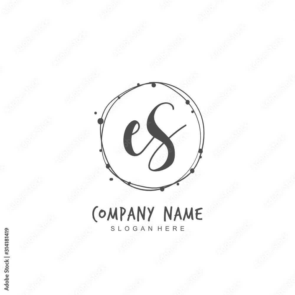 Handwritten initial letter E S ES for identity and logo. Vector logo template with handwriting and signature style. Handwritten initial letter E S ES for identity and logo. Vector logo template with handwriting and signature style.