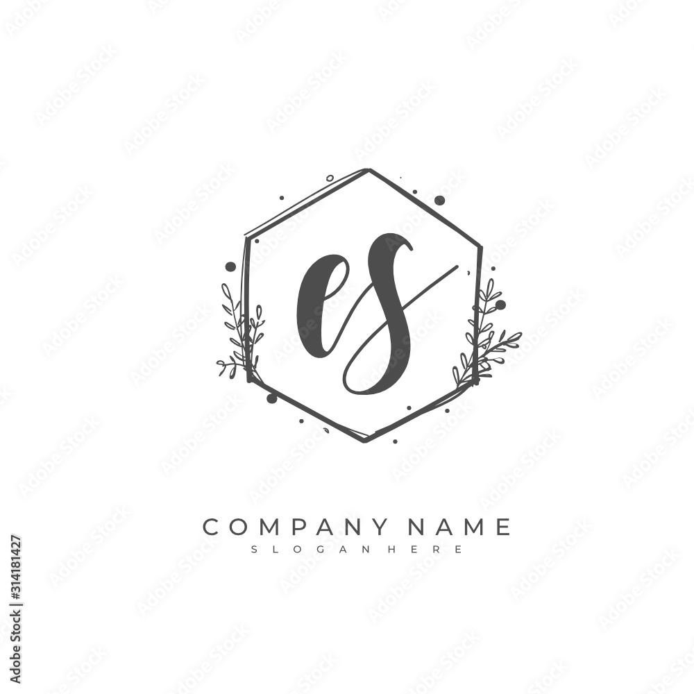 Handwritten initial letter E S ES for identity and logo. Vector logo template with handwriting and signature style. Handwritten initial letter E S ES for identity and logo. Vector logo template with handwriting and signature style.
