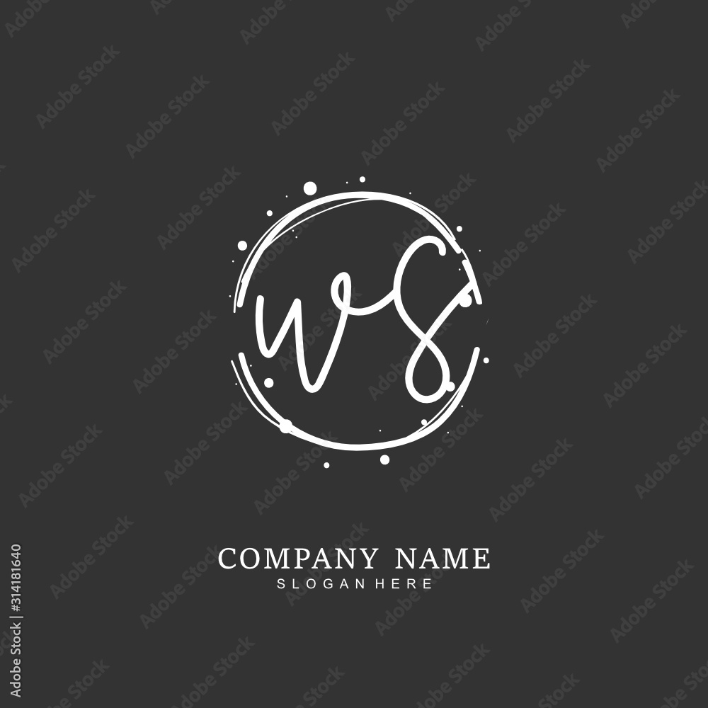 Handwritten initial letter W S WS for identity and logo. Vector logo template with handwriting and signature style. Handwritten initial letter W S WS for identity and logo. Vector logo template with handwriting and signature style.