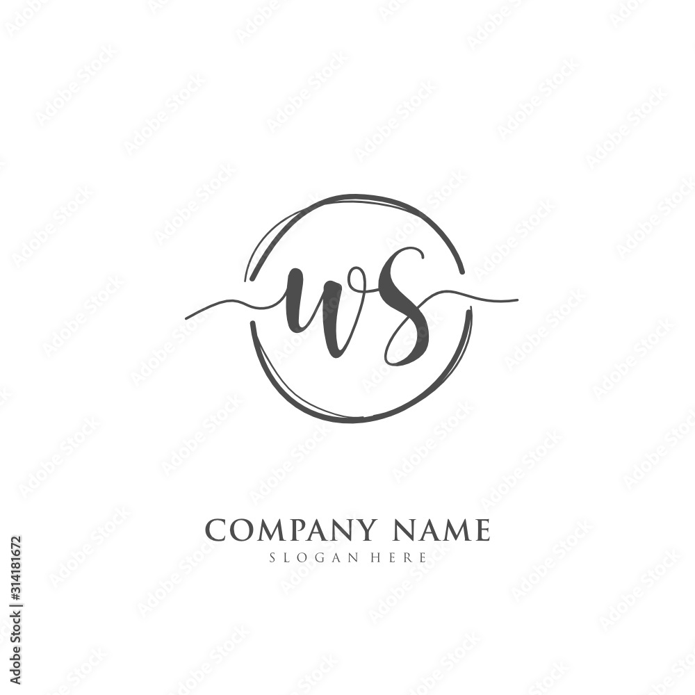 Handwritten initial letter W S WS for identity and logo. Vector logo template with handwriting and signature style. Handwritten initial letter W S WS for identity and logo. Vector logo template with handwriting and signature style.