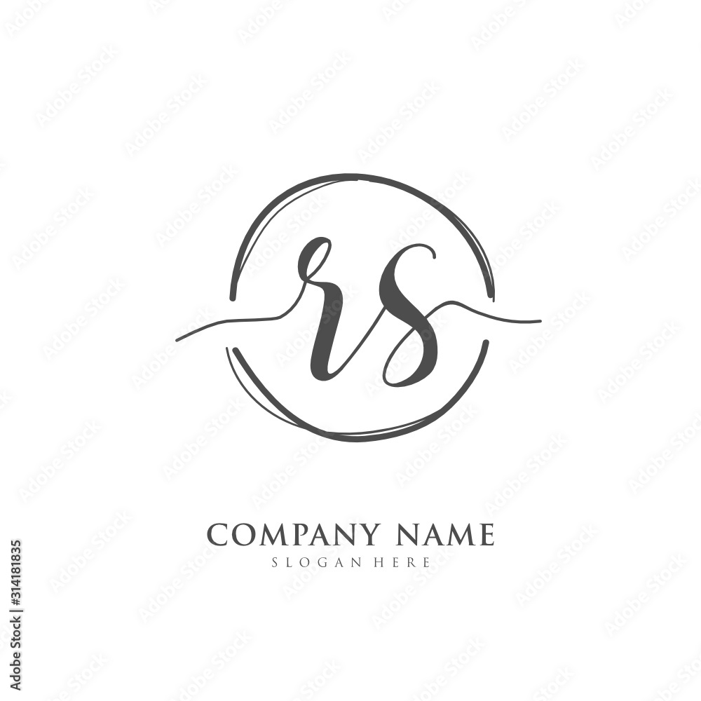 Handwritten initial letter R S RS for identity and logo. Vector logo ...