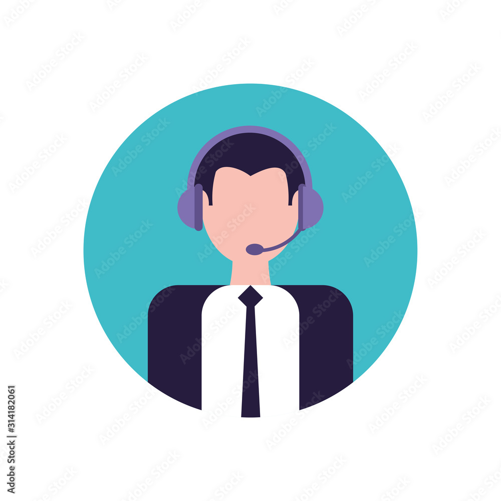 Businessman avatar with headphone vector design Businessman avatar with headphone vector design