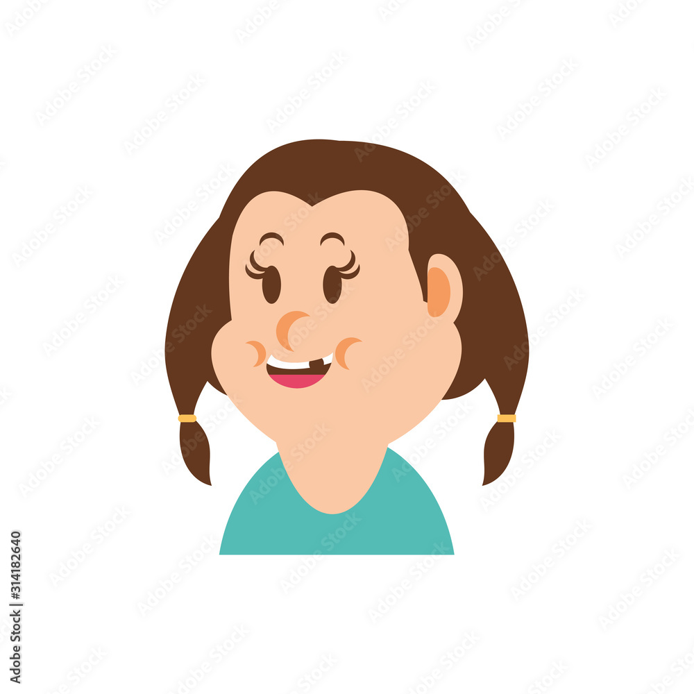 Isolated girl cartoon with brown hair vector design Isolated girl cartoon with brown hair vector design
