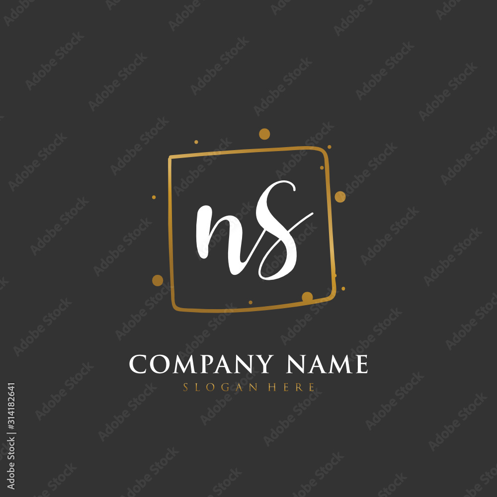 Handwritten initial letter N S NS for identity and logo. Vector logo template with handwriting and signature style. Handwritten initial letter N S NS for identity and logo. Vector logo template with handwriting and signature style.