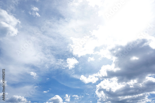 Beautiful blue sky with clouds bacground.