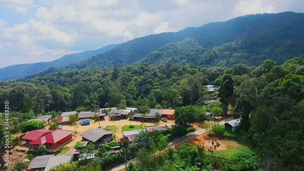 Aerial of Hmong Mountain Tribe Village, Chiang Mai, Northern Thailand A Aerial of Hmong Mountain Tribe Village, Chiang Mai, Northern Thailand A