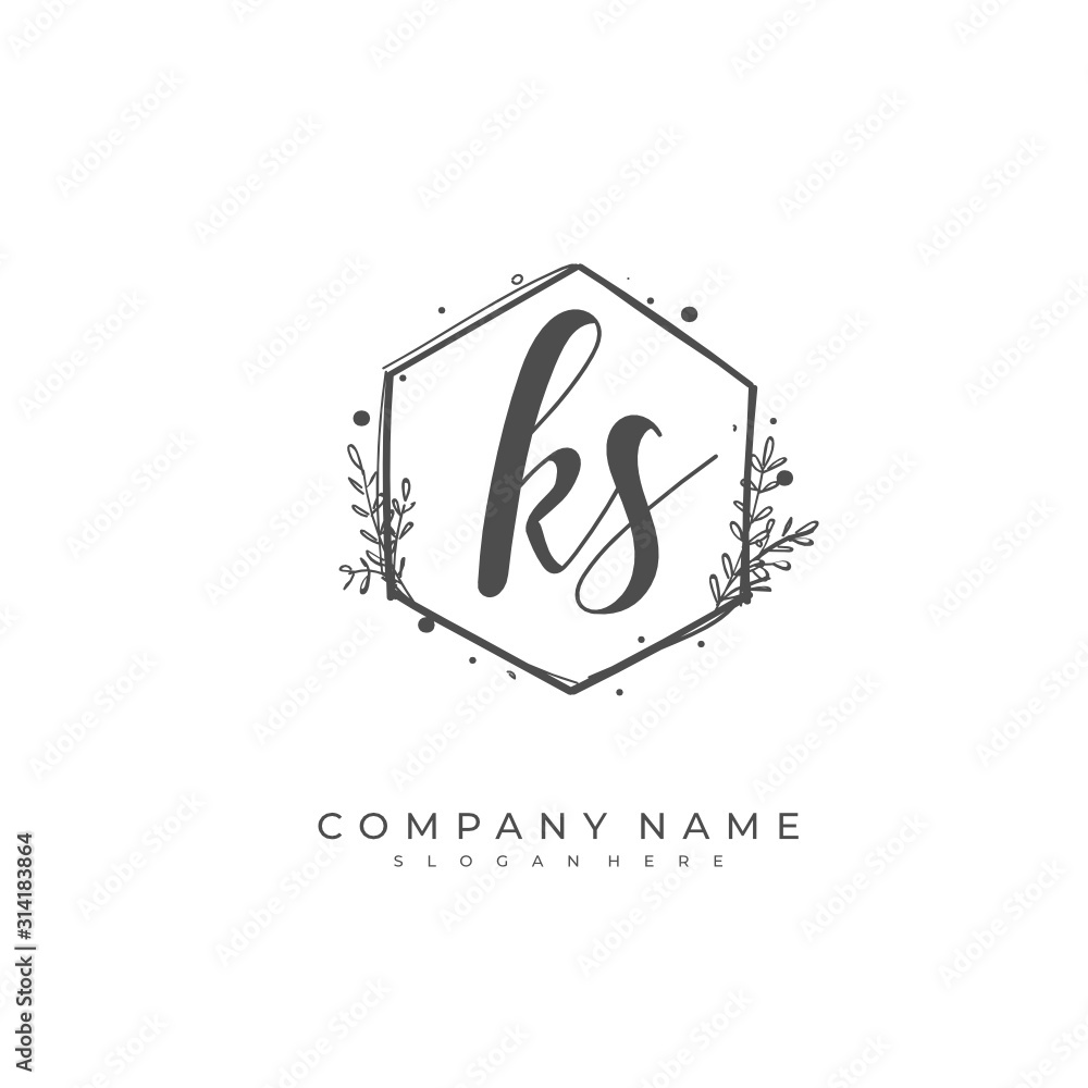 Handwritten initial letter K S KS for identity and logo. Vector logo template with handwriting and signature style. Handwritten initial letter K S KS for identity and logo. Vector logo template with handwriting and signature style.