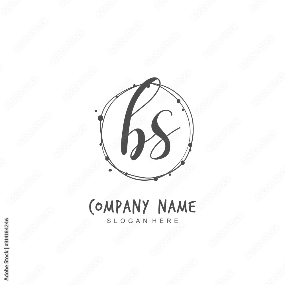 Handwritten initial letter B S BS for identity and logo. Vector logo template with handwriting and signature style. Handwritten initial letter B S BS for identity and logo. Vector logo template with handwriting and signature style.