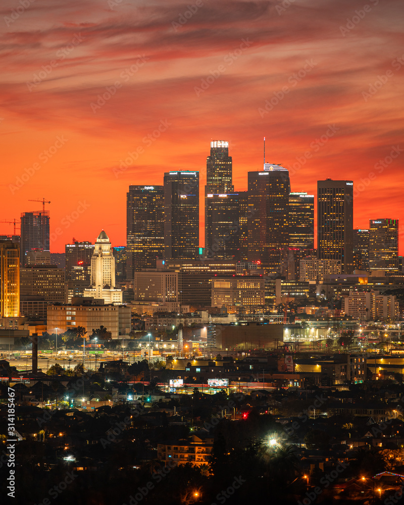 Fototapeta premium Skyline w centrum Los Angeles