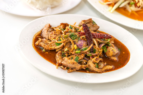 Nam Tok, Spicy BBQ pork or beef salad