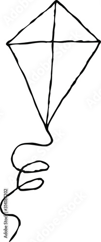 kite coloring on white background
