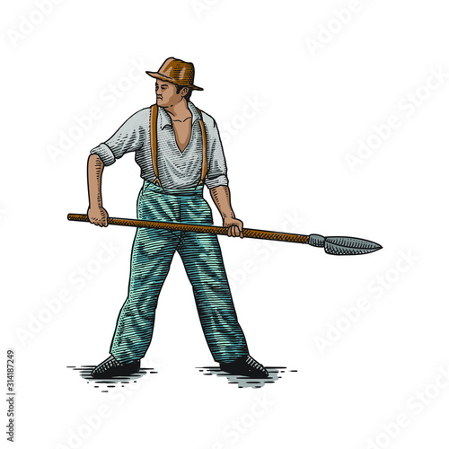 farmer work using shovels vector       