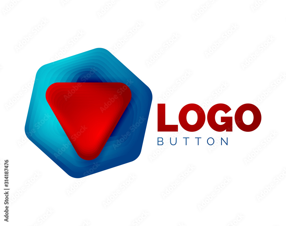 Play, arrow or download button icon, minimal design business logo template. 3d geometric bold in relief style with color blend steps effect. Vector Illustration For Wallpaper, Banner, Background, Card Play, arrow or download button icon, minimal design business logo template. 3d geometric bold in relief style with color blend steps effect. Vector Illustration For Wallpaper, Banner, Background, Card