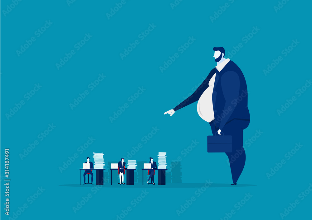 Fototapeta premium The employer shadow command employee hard work in office concept vector